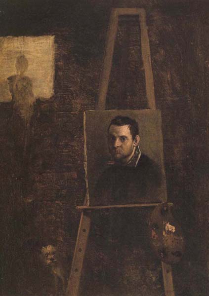 Self-Portrait on an Easel in a Workshop